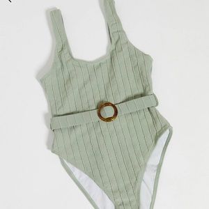 Missguided Ribbed Swimsuit with Ring Belt NWT